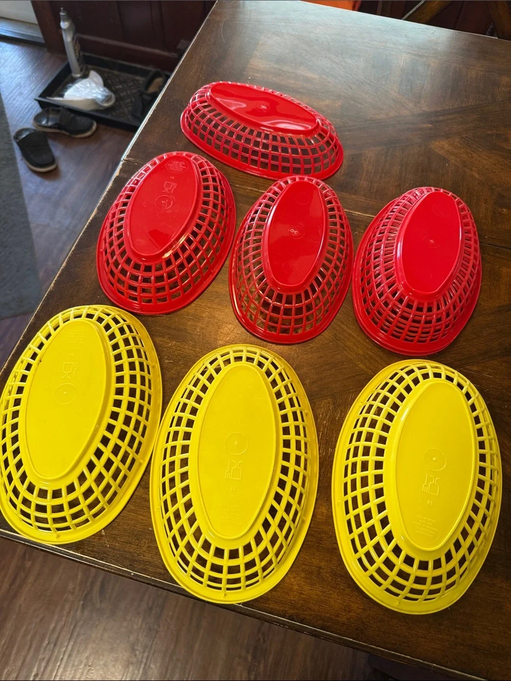 Red and Yellow Plastic Food Baskets - Set of 8 in good used condition